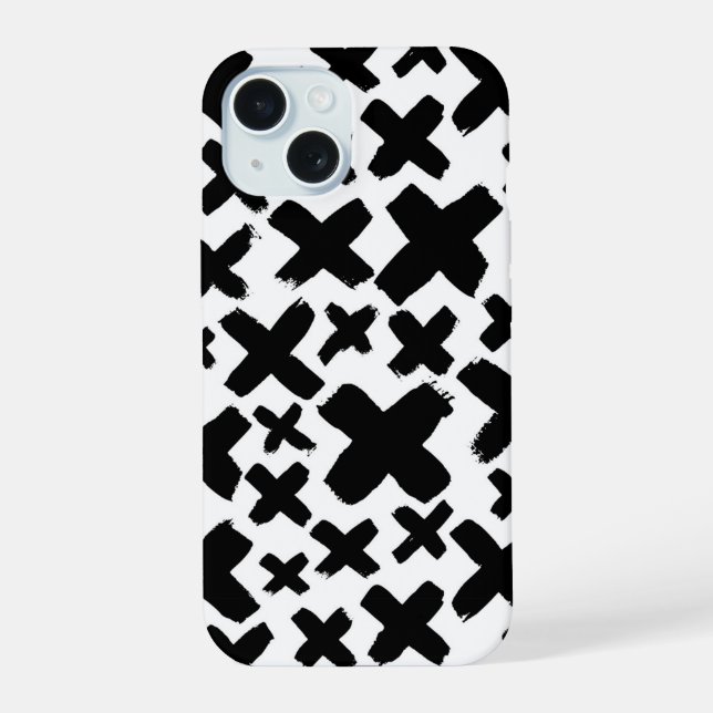 Black Paint Splash Pattern iPhone 15 Case (Back)
