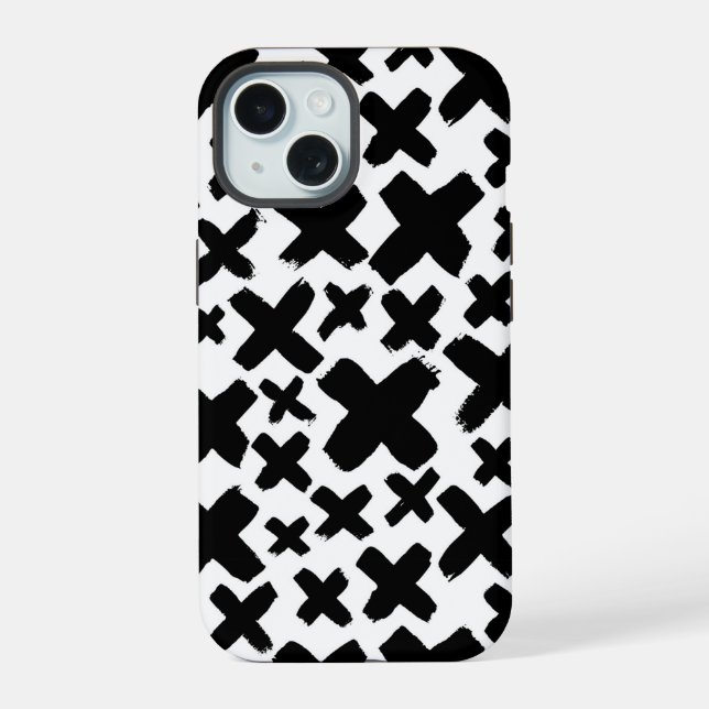 Black Paint Splash Pattern iPhone 15 Case (Back)