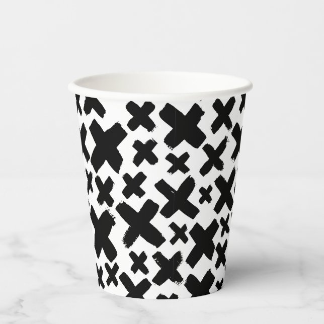 Black Paint Splash Pattern Paper Cups (Front)