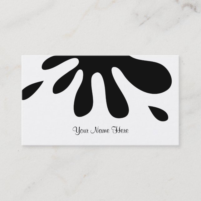 Black Paint Splat, Your Name Here Business Card (Front)