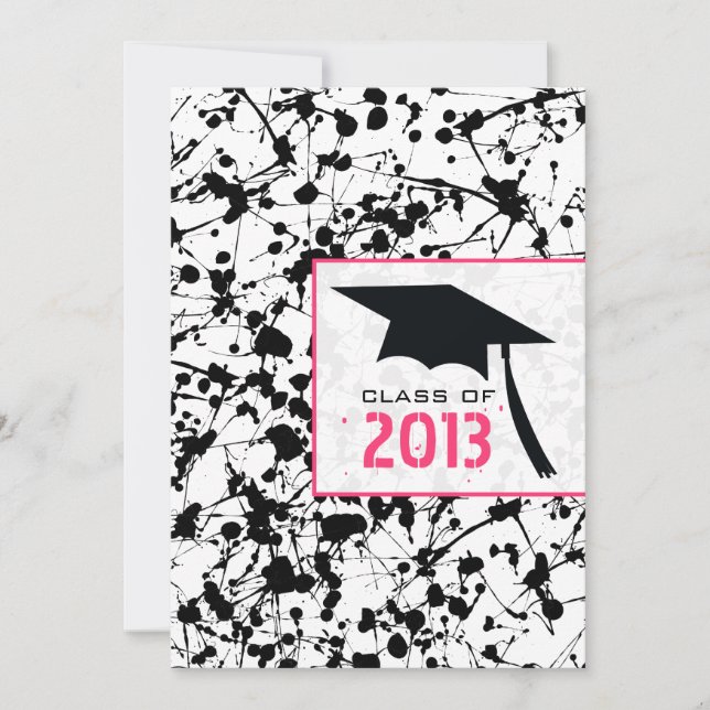 Black Paint Splatter 2013 Graduation Invitation (Front)
