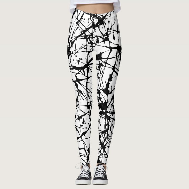 Black Paint Splatter Leggings (Front)