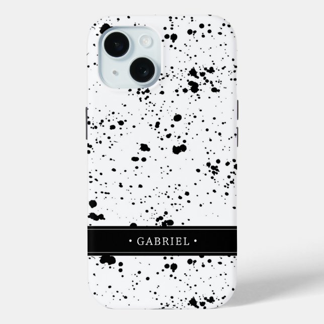 Black Paint Splatter Pattern | Add Your Name Case-Mate iPhone Case (Back)