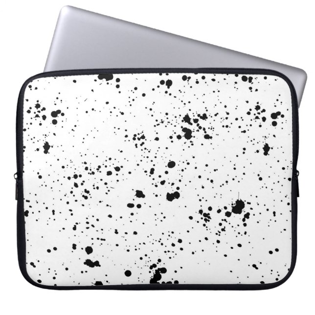 Black Paint Splatter Pattern Laptop Sleeve (Front)