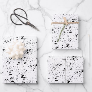 Black Paint Splatter Pattern Wrapping Paper Sheet