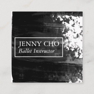 Black Paint Stripe Brushstroke Square Business Card