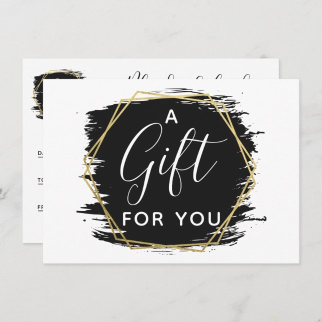 Black Paint Stroke & Modern Gold Certificate Card (Front/Back)