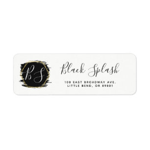 Black Paint Stroke & Modern Gold Return Address