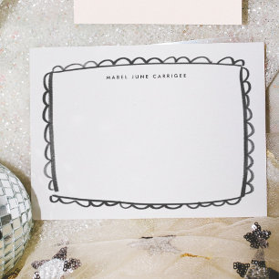 Black Painted Scallop Personalised Name Card