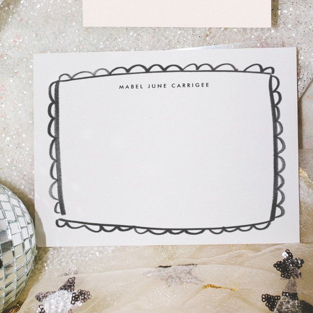 Black Painted Scallop Personalised Name Card (Creator Uploaded)
