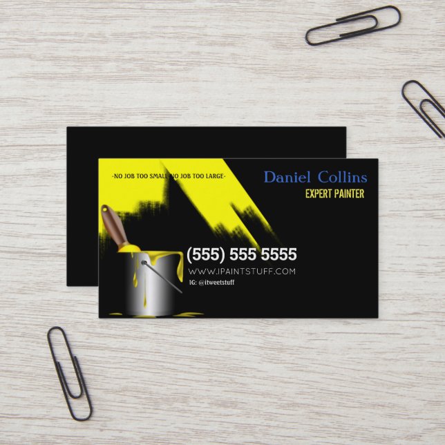 Black Painter Paint Brush Business Card (Front/Back In Situ)