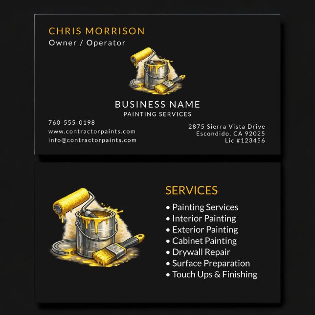 Black Painter Services Professional Business Card (Creator Uploaded)