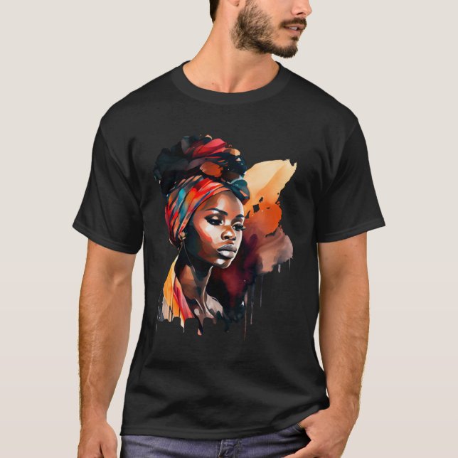 Black Painting Beautiful African Queen Dripping Me T-Shirt (Front)