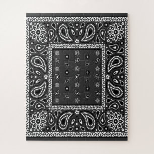 Black Paisley Bandanna Birthday Hip Hop Rap Scarf Jigsaw Puzzle