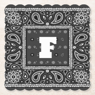Black Paisley Bandanna Birthday Hip Hop Rap Scarf Paper Coaster