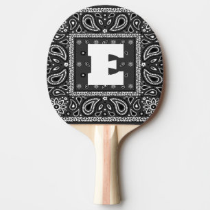 Black Paisley Bandanna Birthday Hip Hop Rap Scarf Ping Pong Paddle