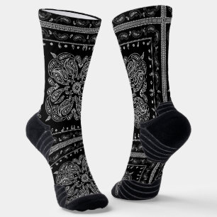 Black Paisley Bandanna Print  Socks