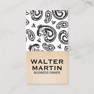 Black Paisley Flower Pattern Business Card