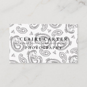 Black Paisley Flower Pattern Business Card