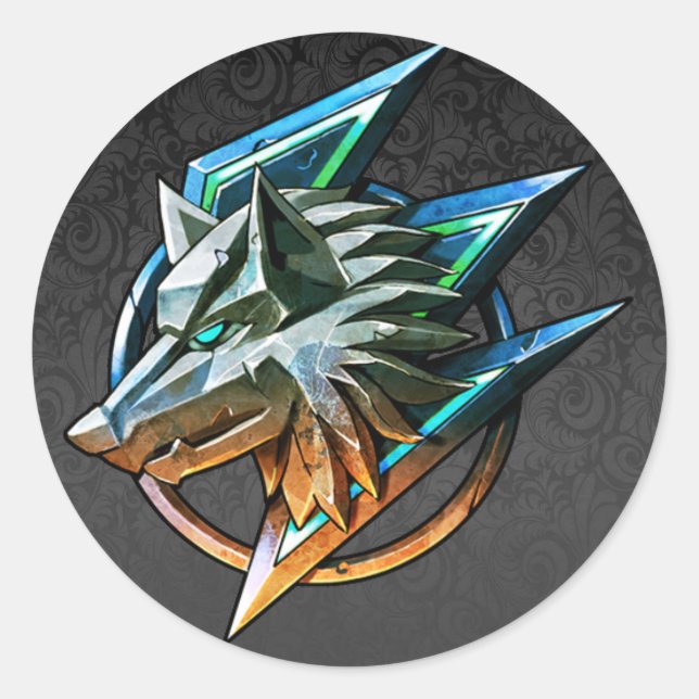 BLACK PAISLEY GAMING WOLF CLASSIC ROUND STICKER (Front)