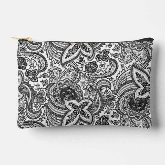  Black paisley pattern Accessory Pouch (Front)