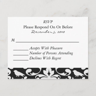 Black Paisley RSVP Card