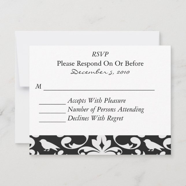 Black Paisley RSVP Card (Front)