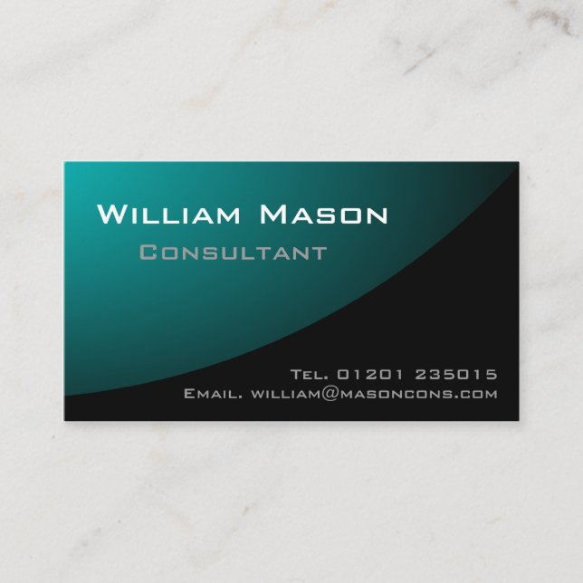 Black Pale Blue Curved, Professional Business Card (Front)