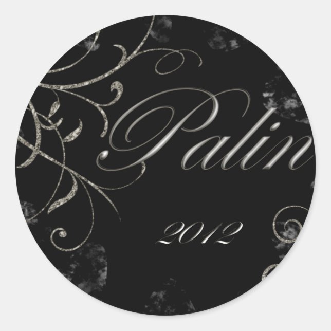 Black Palin 2012 Round Sticker (Front)