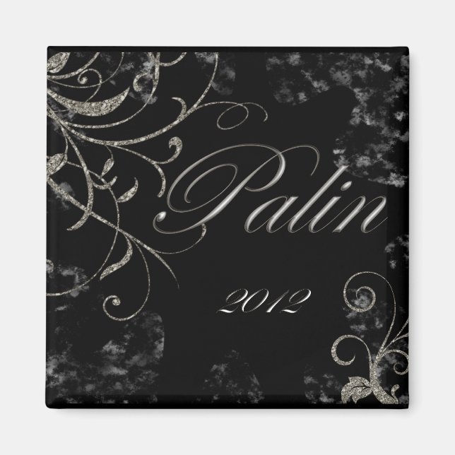 Black Palin 2012 Square Magnet (Front)