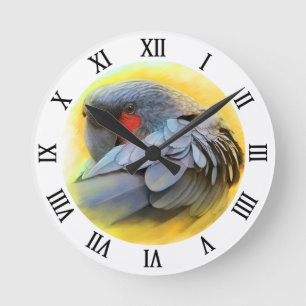 Black Palm Cockatoo realistic painting Round Clock