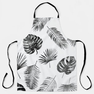 Black palm leaves: vintage seamless. apron