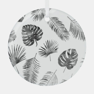 Black palm leaves: vintage seamless. glass tree decoration