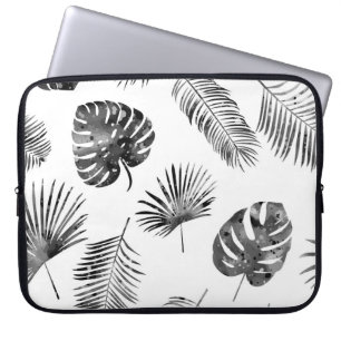 Black palm leaves: vintage seamless. laptop sleeve