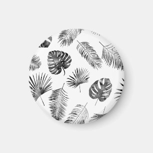 Black palm leaves: vintage seamless. magnet