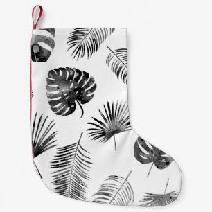 Black palm leaves: vintage seamless. small christmas stocking