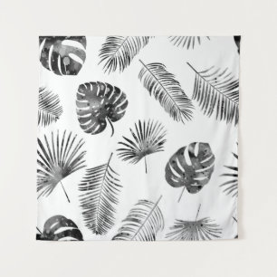 Black palm leaves: vintage seamless. tapestry