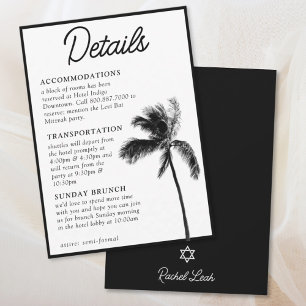 Black Palm Tree Bat Mitzvah Details Enclosure Card