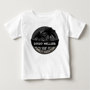 Black palm tree custom year name vacation tshirt