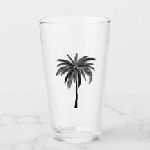 Black Palm Tree Glass Tumbler