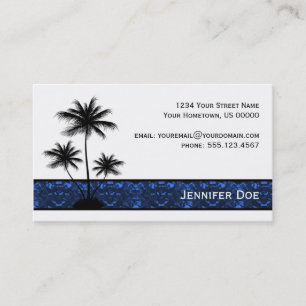 Black Palm Trees Silhouette With Blue Jeweltones Business Card