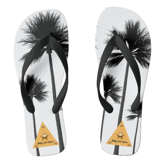Black Palm Trees White Flip Flop (Footbed)