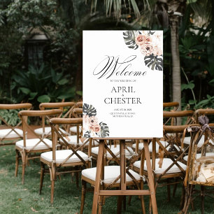 Black Palm Wedding Welcome Sign