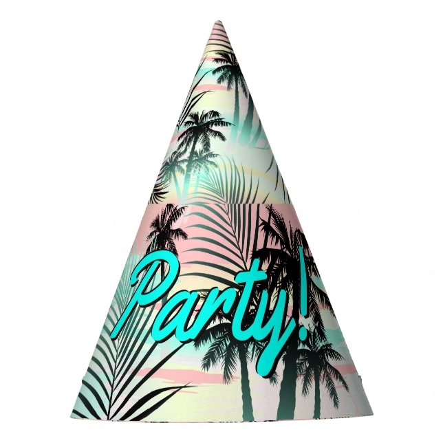 Black palms at sunset party hat (Front)