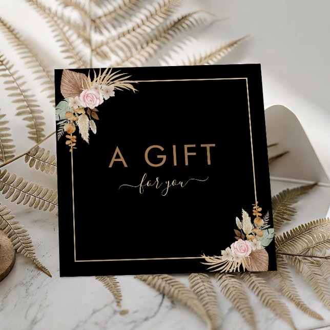 Black Pampas Grass Dried Palm Floral Beauty Salon  Square Business Card (Creator Uploaded)