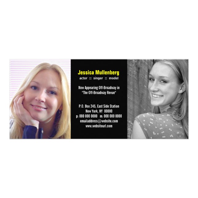 Black Panel Double Headshot Rack Card (Front)