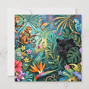 Black Panther Africa Cheerful Collage Style Jungle Card