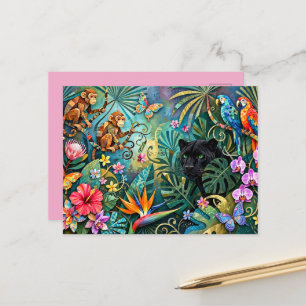 Black Panther Africa Cheerful Collage Style Jungle Postcard
