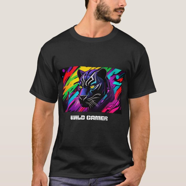 Black panther against graffiti background for gamb T-Shirt (Front)