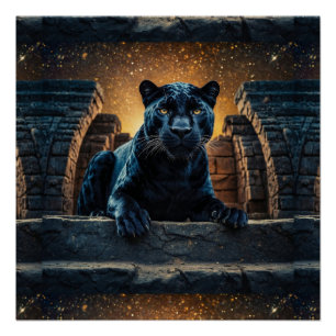 Black Panther and Thai Temple Poster